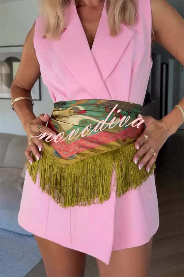 Pañuelo Cuadrado Británico Retro con Borlas