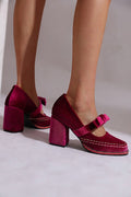 Zapatos de Tacón de Puntera Cuadrada con Lazo