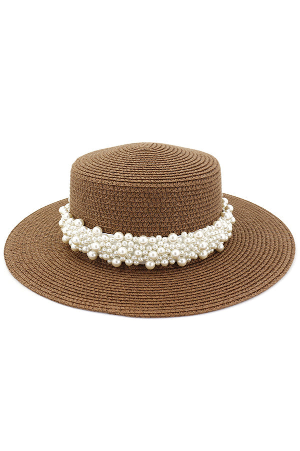 Sombrero de Playa Decorado con Perlas