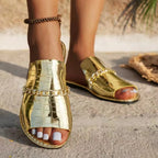 Sandalias Planas de Playa con Detalles de Cadena