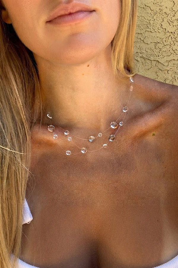 Collar Gargantilla de Cristal Transparente en Forma de Gota
