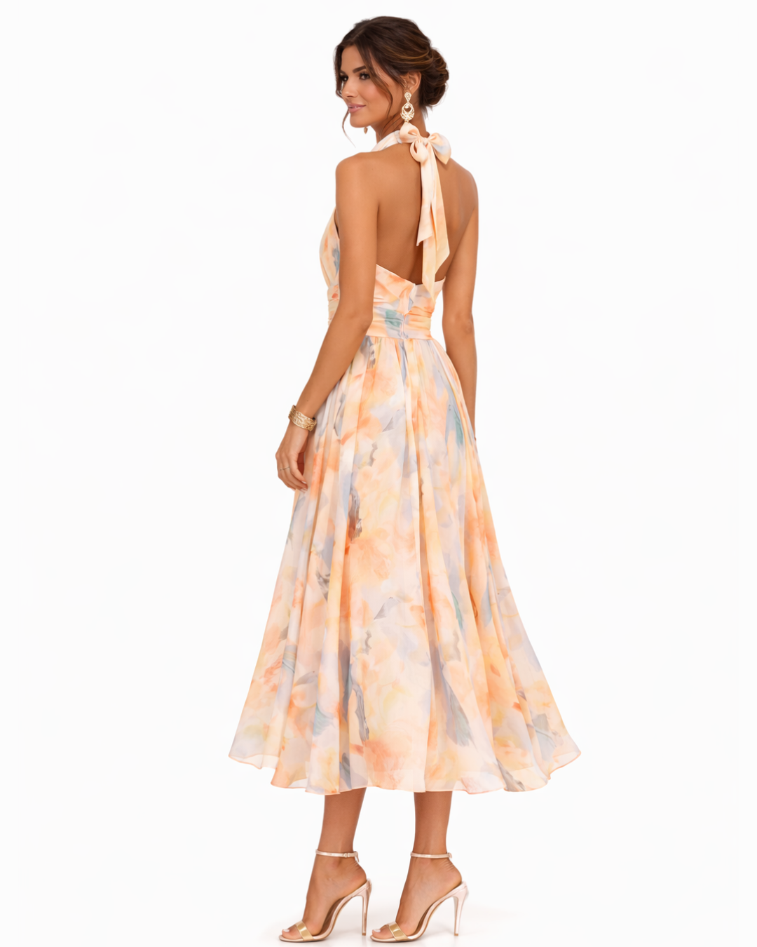 Gabriela | Robe midi florale à imprimé artistique