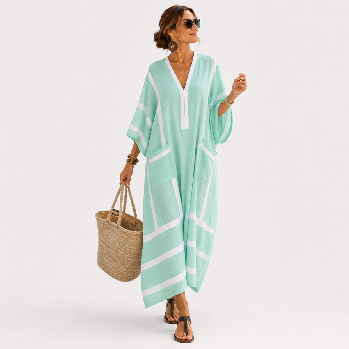 Caftán Zaira Verde Menta - OSMARA Fashion