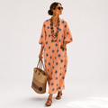 Caftán Selma Coral Estrellas - OSMARA Fashion