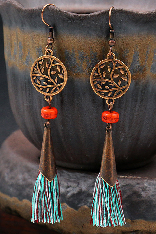 Pendientes Retro de Aleación Calada con Borlas