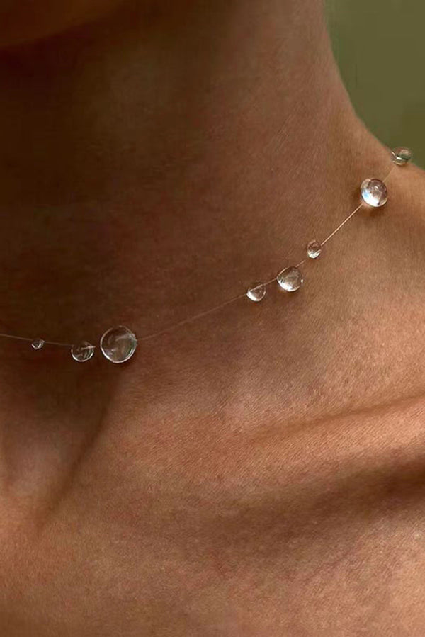 Collar Gargantilla de Cristal Transparente en Forma de Gota