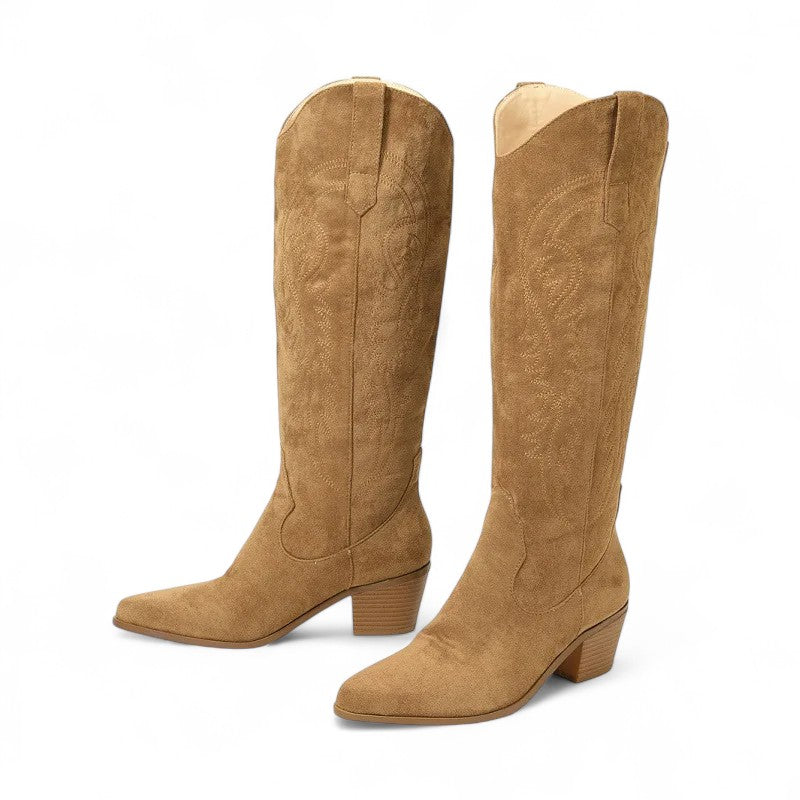 Suevy - Bota Campera de Ante de Tacón para Mujer
