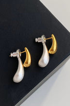 Pendientes de Botón en Forma de Lágrima Bicolor Estilo Francés