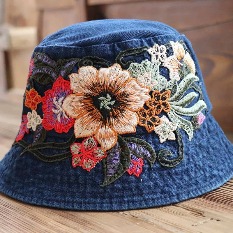 Gorro Cubo Vaquero Bordado de Estilo Étnico