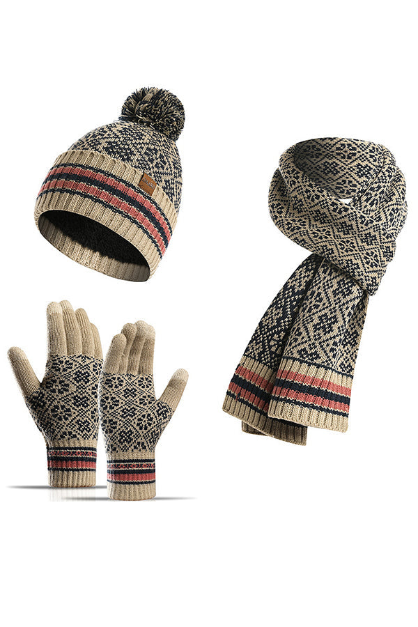 Conjunto de Gorro, Bufanda y Guantes de Punto para Invierno