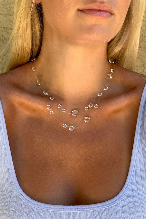 Collar Gargantilla de Cristal Transparente en Forma de Gota