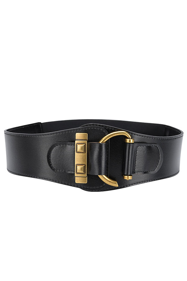 Cinturón Ancho de Piel Estilo Retro Ajustado a la Cintura