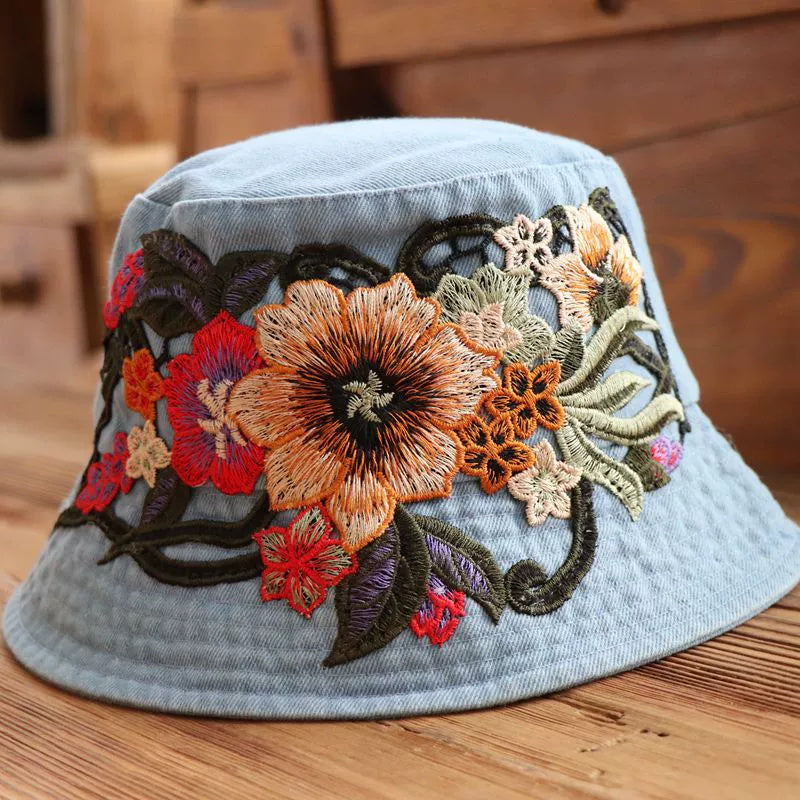 Gorro Cubo Vaquero Bordado de Estilo Étnico