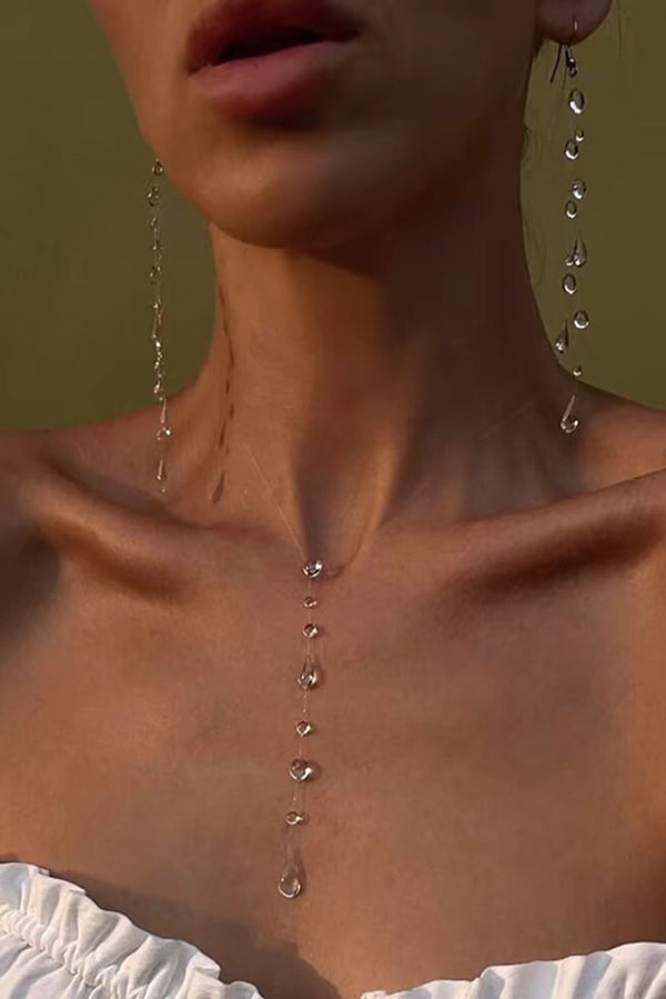 Collar Gargantilla de Cristal Transparente en Forma de Gota