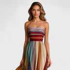 Renata | Vestido Maxi sin Mangas con Rayas Multicolor