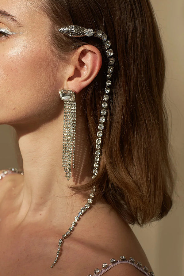 Complemento de Pelo con Cadena de Serpiente y Brillantes