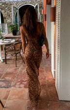 Vestido maxi Bianca leopard sheer cami