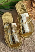 Sandalias Planas de Playa con Detalles de Cadena