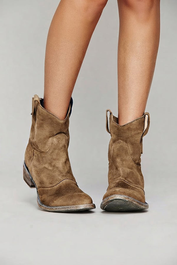 Botines de Ante Sintético con Tacón Bajo