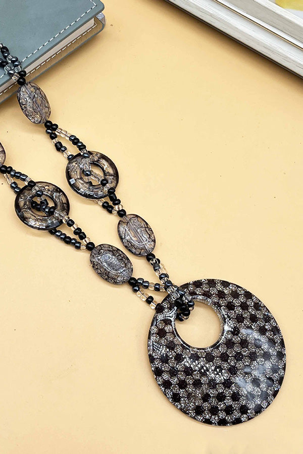 Collar Geométrico Largo Estampado de Leopardo