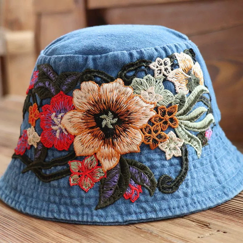 Gorro Cubo Vaquero Bordado de Estilo Étnico