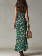 Vestido Largo Boho Retro con Mangas de Volantes y Abertura Alta - OSMARA Fashion - vista 8