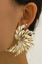 Pendientes de Hoja en Espiral Chapados en Oro