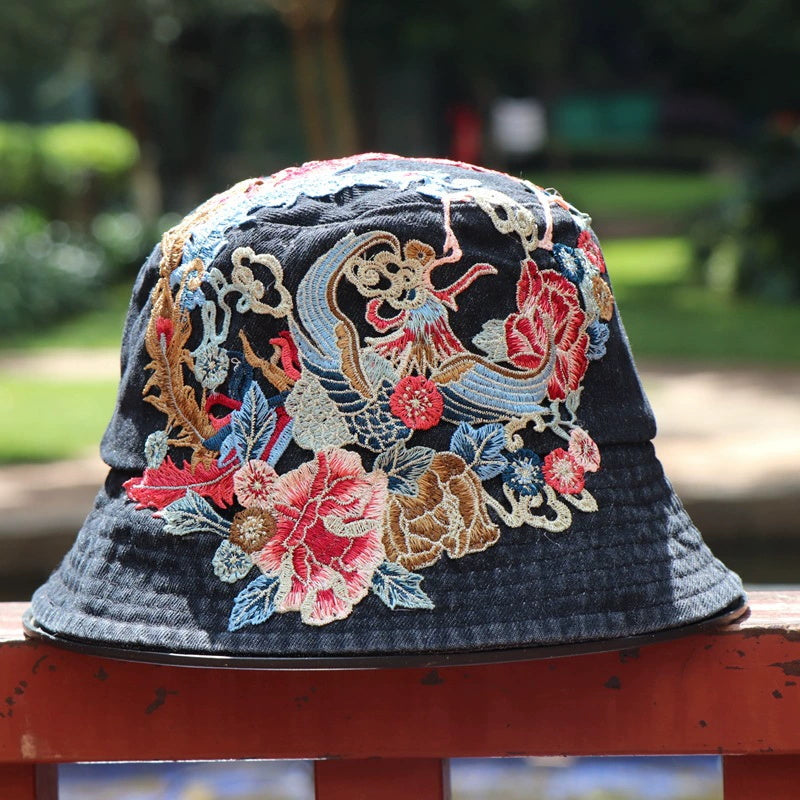 Gorro Cubo Vaquero Bordado de Estilo Étnico