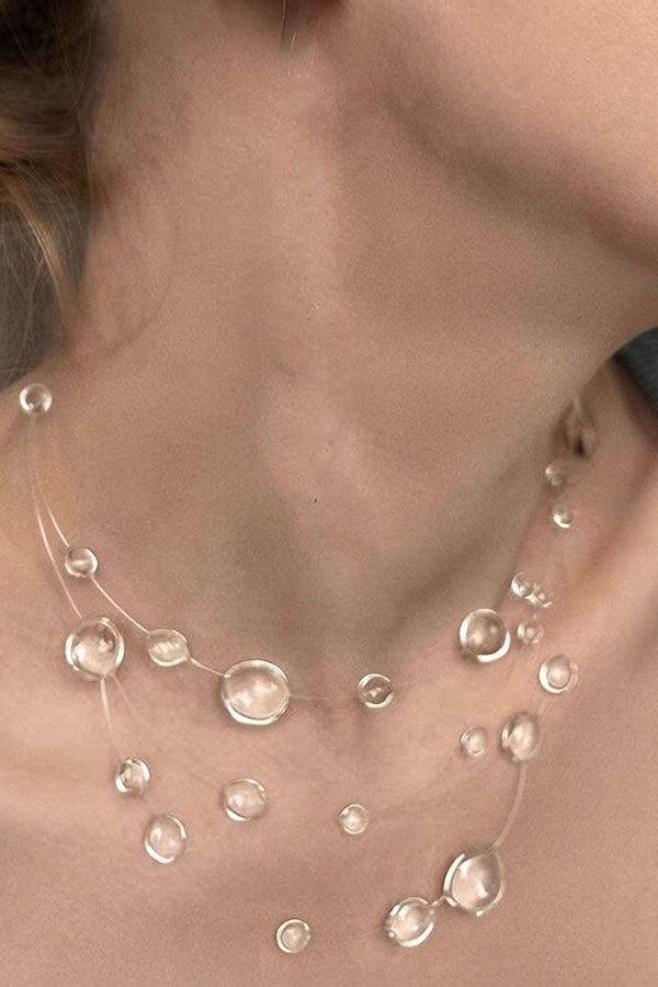Collar Gargantilla de Cristal Transparente en Forma de Gota