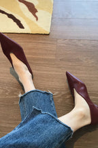 Zapatos Planos Retro de Puntera Fina y Escote Bajo