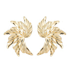 Pendientes de Hoja en Espiral Chapados en Oro