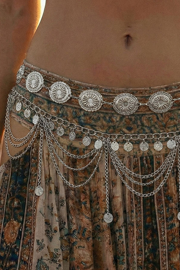Cadena de Cuerpo Étnica Calada de Flores Estilo Vintage