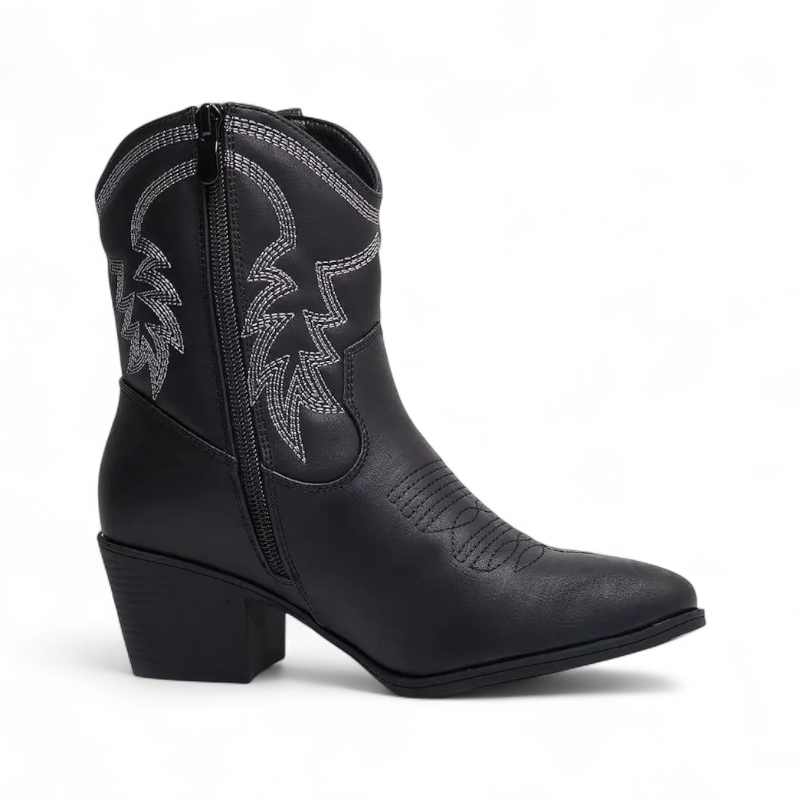 Juana - Bota Campera Muy Baja Bordada