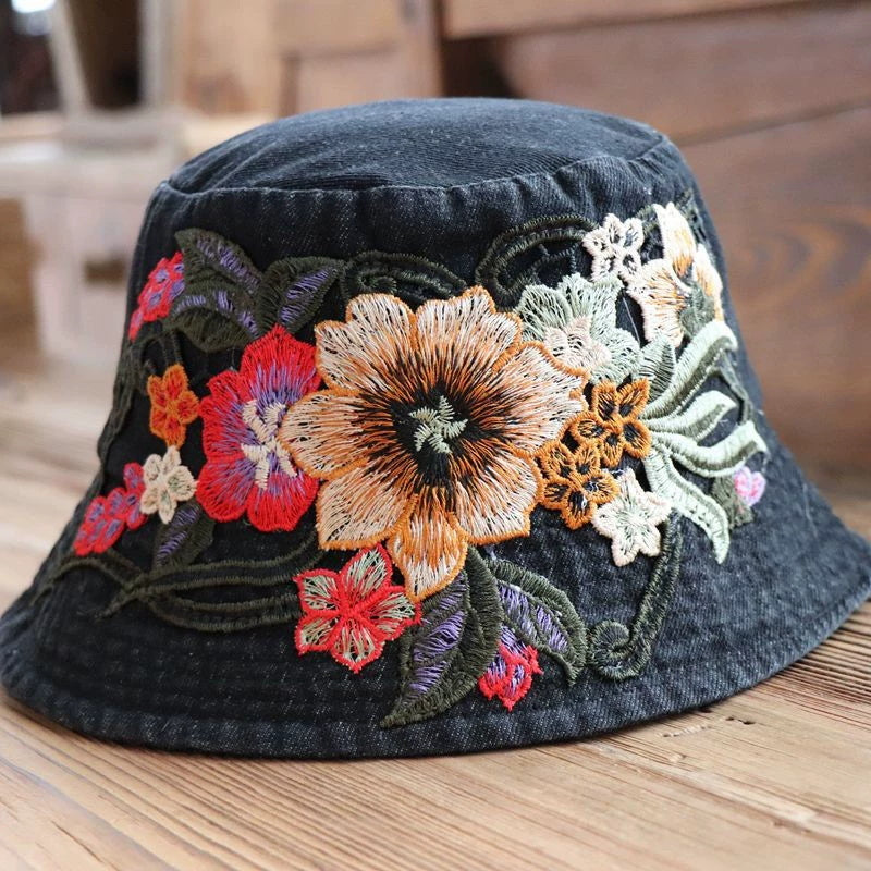 Gorro Cubo Vaquero Bordado de Estilo Étnico