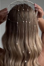 Diadema de Malla con Perlas y Borlas