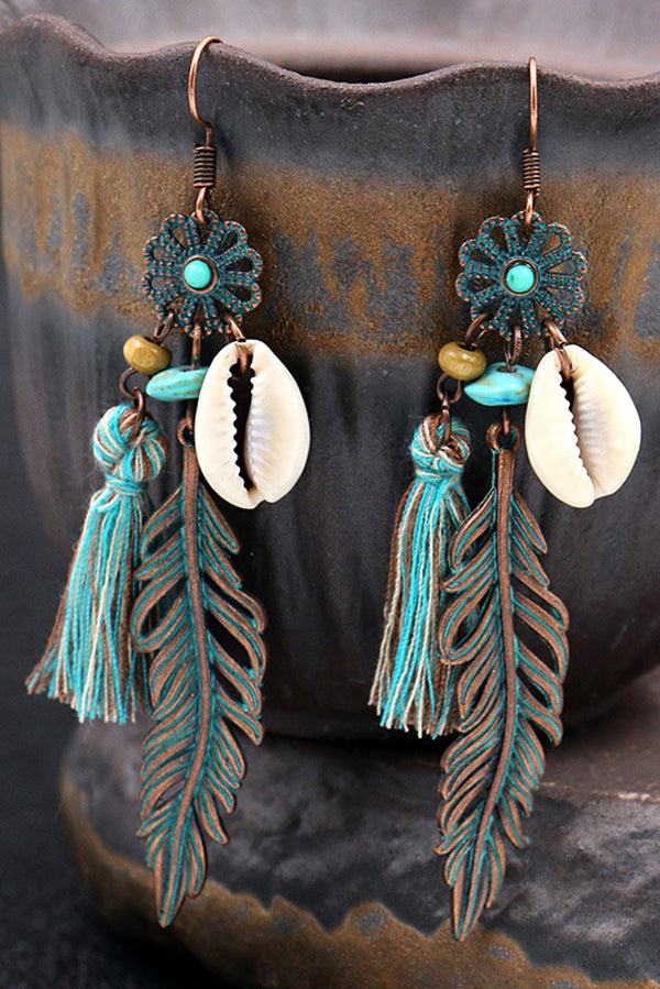 Pendientes Retro de Aleación Calada con Borlas