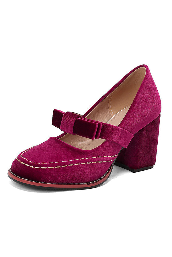 Zapatos de Tacón de Puntera Cuadrada con Lazo