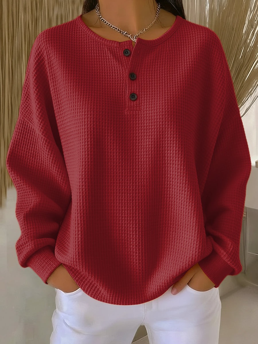 Mirabel™ | Sudadera Henley de Punto Gofre
