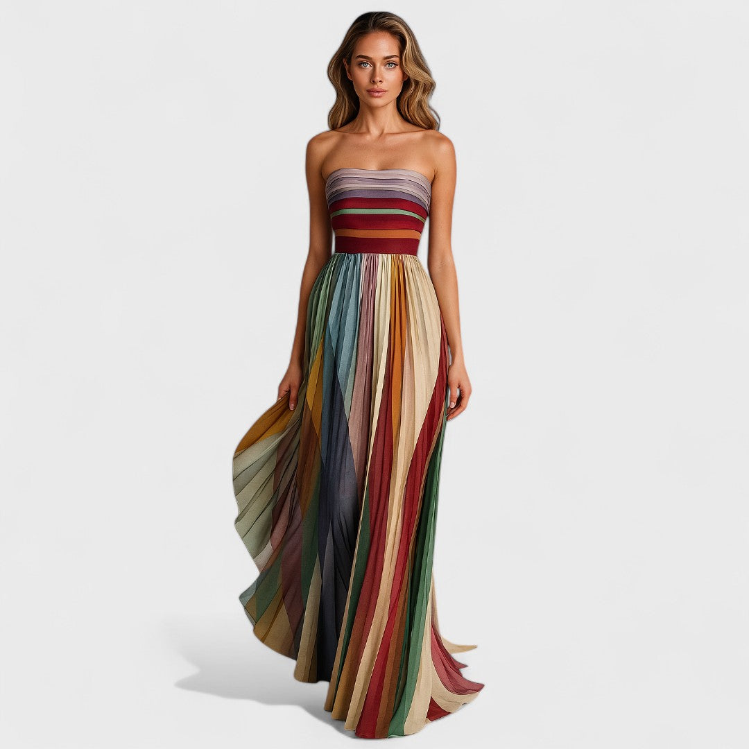 Renata | Robe longue sans manches à rayures multicolores