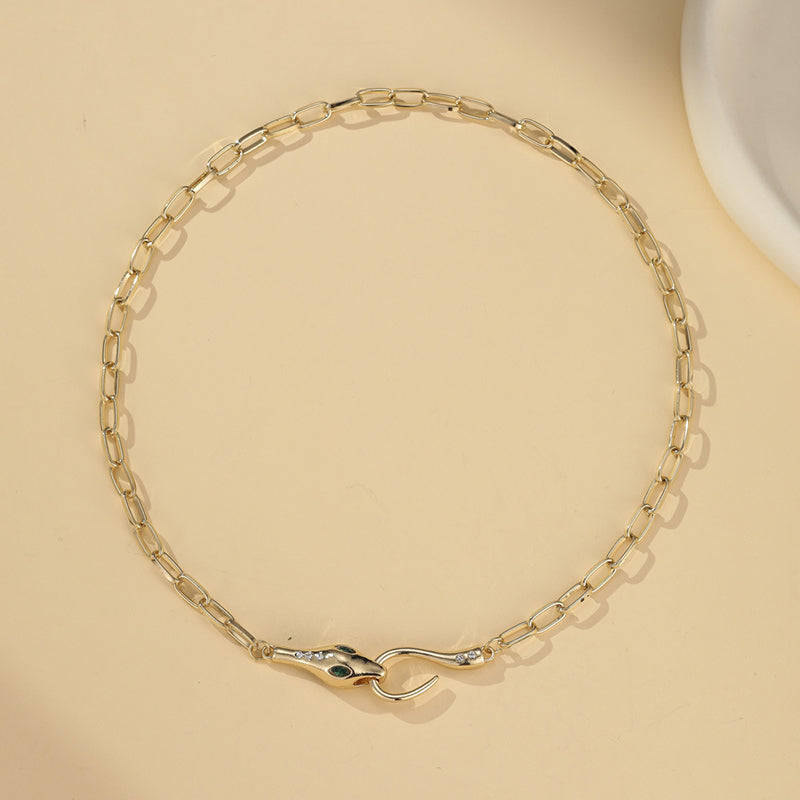 Collar Vintage de Metal con Diamantes Uróboro