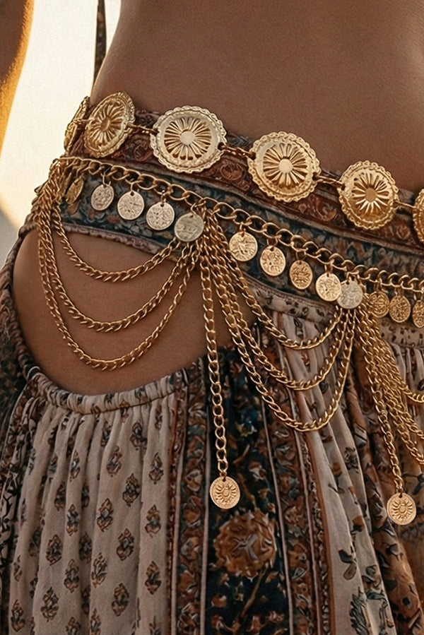 Cadena de Cuerpo Étnica Calada de Flores Estilo Vintage