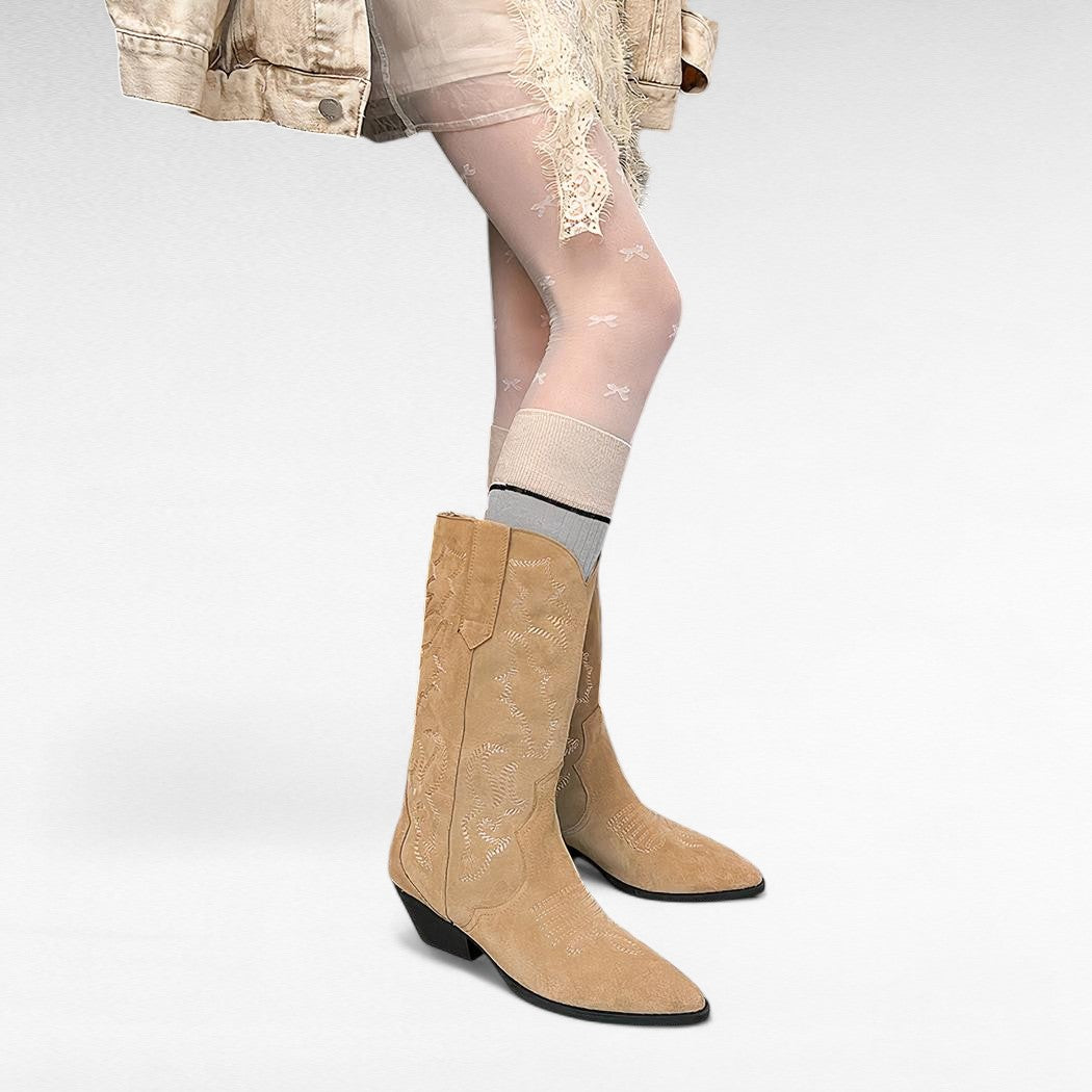 Angy - Bota Campera Mujer de Ante Marrón de Estampado