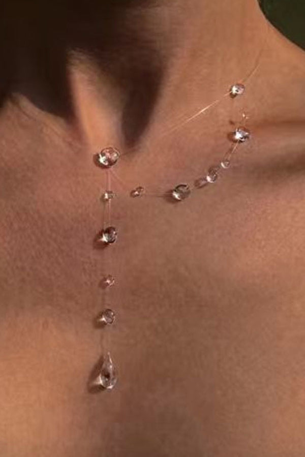 Collar Gargantilla de Cristal Transparente en Forma de Gota