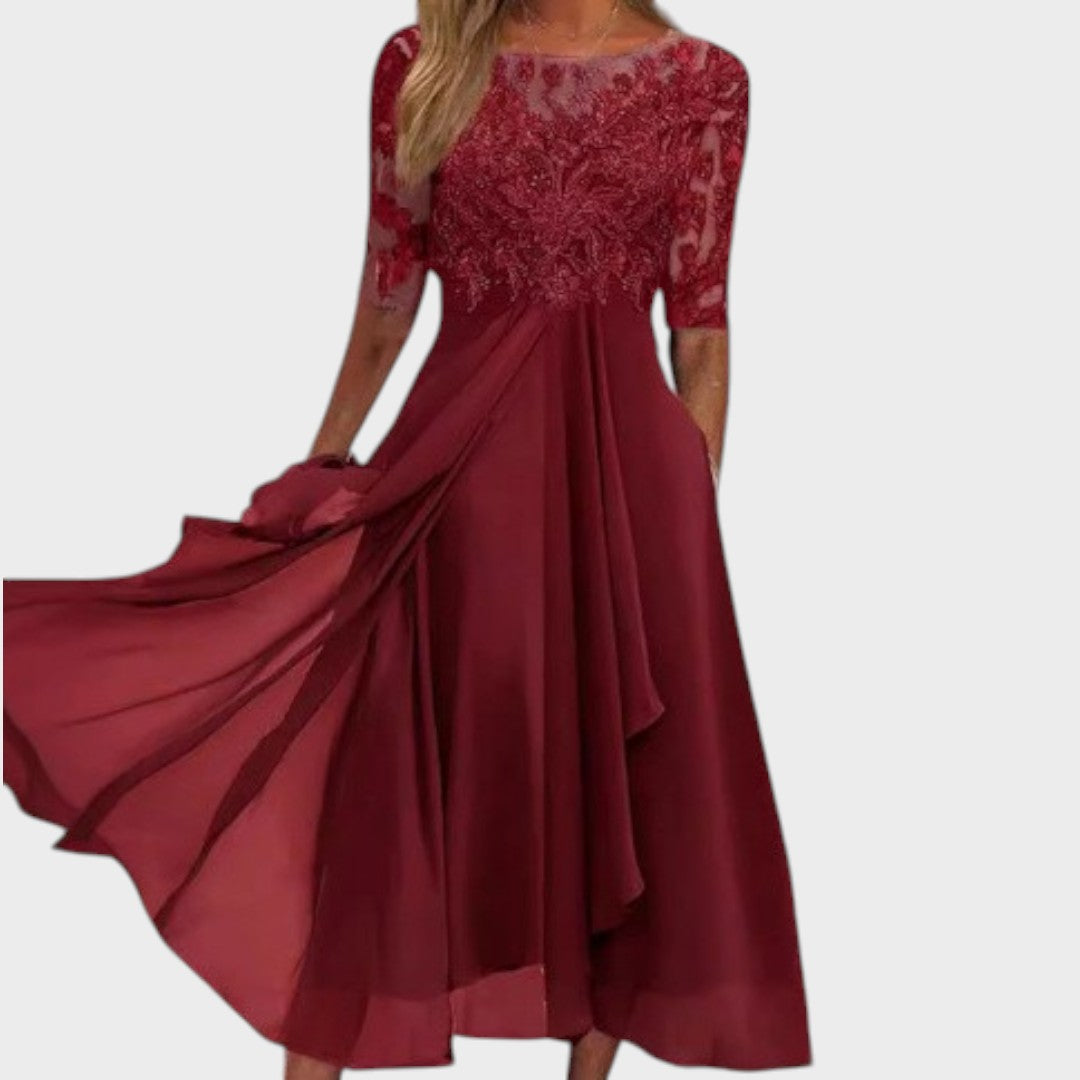 Gabhi | Robe Midi Avec Détails En Dentelle