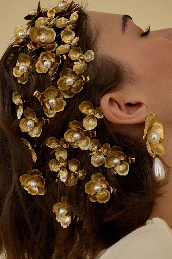 Clip de Pelo con Flor de Perlas Estilo Cortesano Vintage