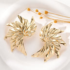 Pendientes de Hoja en Espiral Chapados en Oro