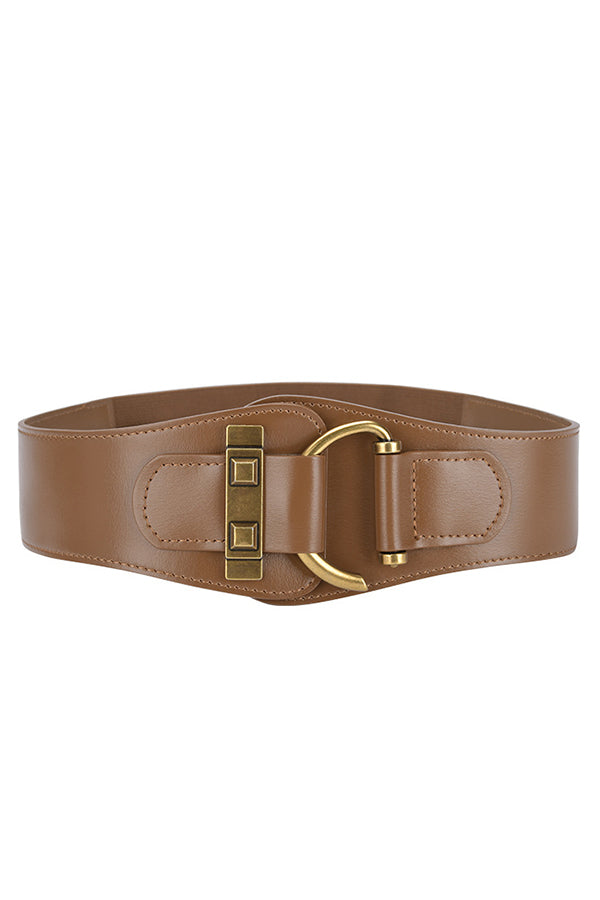 Cinturón Ancho de Piel Estilo Retro Ajustado a la Cintura
