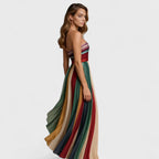 Renata | Vestido Maxi sin Mangas con Rayas Multicolor