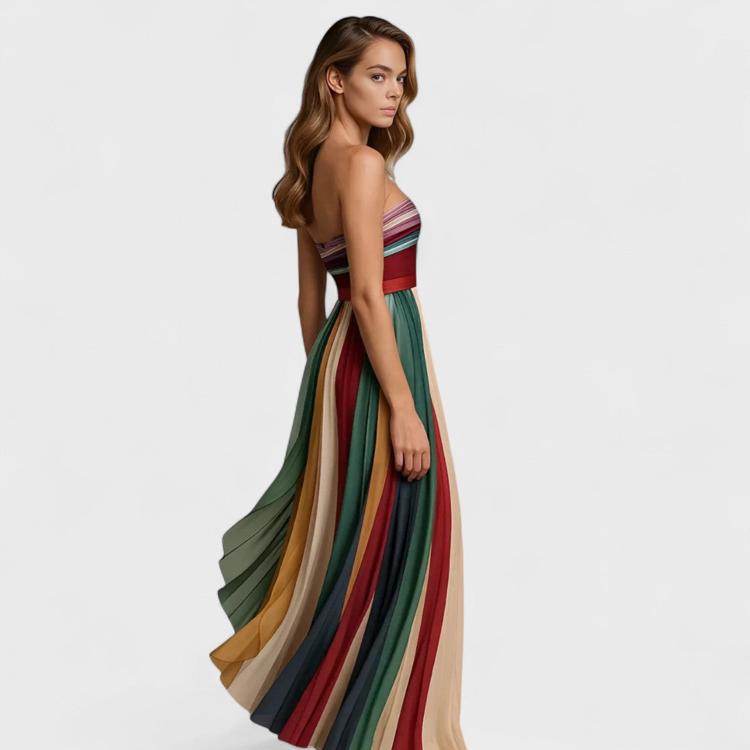 Renata | Robe longue sans manches à rayures multicolores