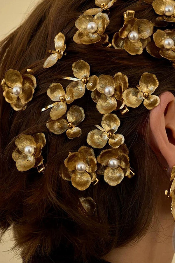 Clip de Pelo con Flor de Perlas Estilo Cortesano Vintage